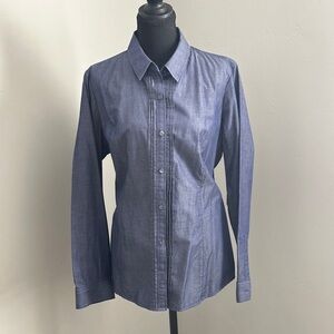 Express Women's Chambray Button-Front Shirt in Blue
